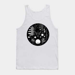 Black and White Abstract Geometric Deer Tank Top